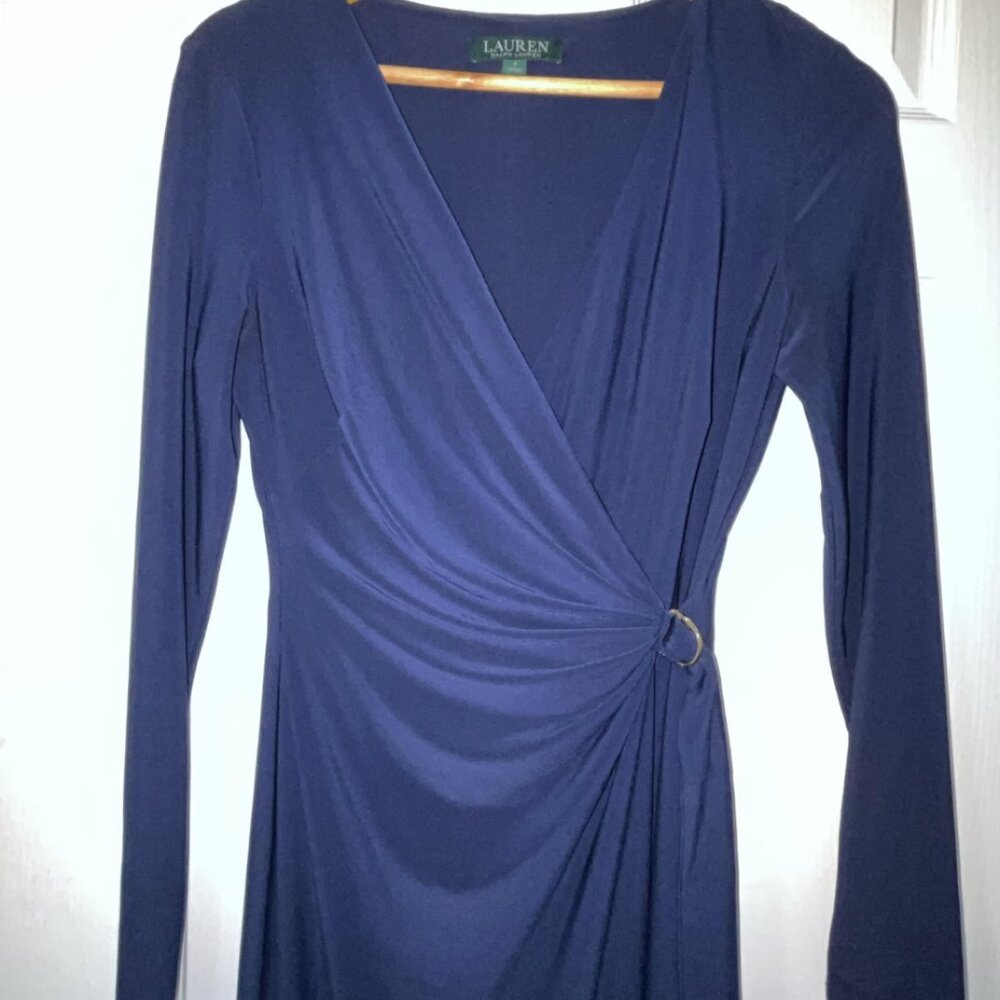 Brand New Ralph Lauren Elegant Navy Blue Dress NWT Sz 4